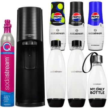 Výrobník Sody Sodastream Terra Černý 3 Lahve 3 Sirupy Pepsi