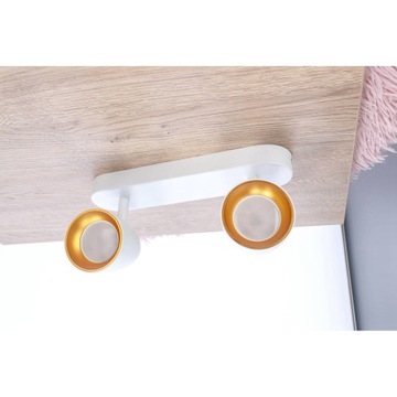 ПОТОЛОЧНЫЙ СВЕТИЛЬНИК ТОЧЕЧНАЯ ПОЛОСКА ГАЛОГЕННАЯ ЛАМПА 2xGU10 БЕЛЫЙ И ЗОЛОТОЙ EDO