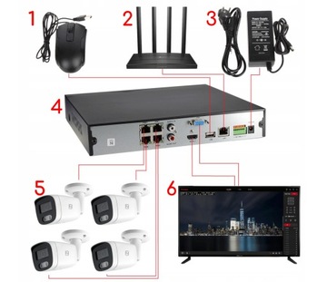 Комплект мониторинга POE IP 5MPx 4 камеры 5MP ПРИЛОЖЕНИЕ ДЛЯ ЗАПИСИ ЗВУКА СЕРЫЙ