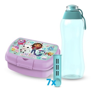 láhev na vodu Dafi Soft 0,3 Mátová 7 náplní a Lunchbox Gabi