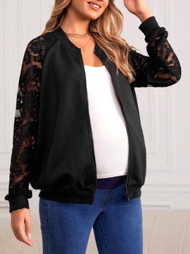 ЧЕРНАЯ Кофта для беременных БЕЗ КАПЮШОНА, МОЛНИЯ, КРУЖЕВО SHEIN 36