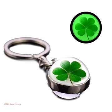 Brelok czterolistna koniczyna fortuna na brelok do kluczy Shamrock lśniący