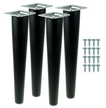 4x Noga do mebli, stolika drewniana, buk czarna prosta, zestaw 40 cm