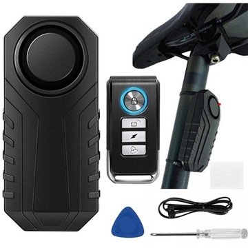 ВЕЛОСИПЕД СИГНАЛИЗАЦИЯ + ПУЛЬТ ДИСТАНЦИОННОГО УПРАВЛЕНИЯ ДЛЯ ВЕЛОСИПЕДА, СКУТЕРА, СКУТЕРА, ГРОМКИЙ 113 дБ + Батарейки