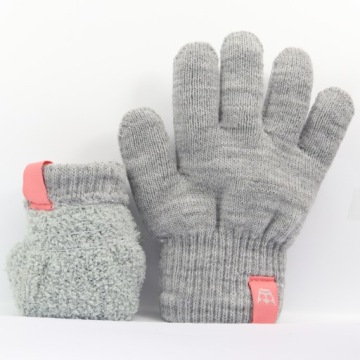 9-13 L OCIEPLONE 18cm Rękawiczki Akryl Zimowe Ciepłe JASNOSZARE 109 Korona