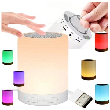 DOTYKOWY GŁOŚNIK BLUETOOTH MP3 FM SD LAMPKA NOCNA ZMIENNE KOLORY RGB