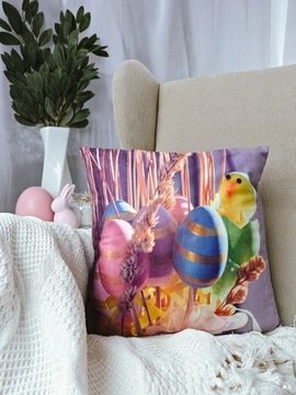 Декоративная наволочка ПАСХА 40х40 с объемными меховыми ушками 3D