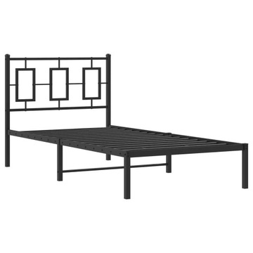 Metalowa rama łóżka z wezgłowiem, czarna, 90x2