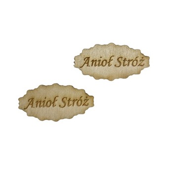 Tabliczki do aniołka drewniane napis Anioł Stróż makrama dekor 10 sztuk