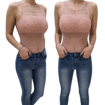 DAMSKIE BODY KORONKOWE DOPASOWANE w KWIATY MODNE