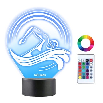Lampka Nocna 3D LED Pływak Pływanie Grawer Prezent