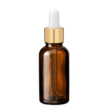 Butelka szklana brązowa 30 ml z pipetą złotą