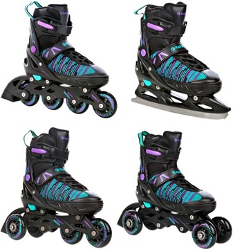 Rolki Wrotki Łyżwy 4w1 RAVEN Cande Black 35-39
