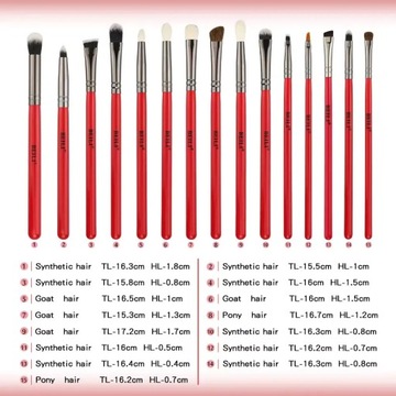 BEILI Набор из 15 кистей для макияжа глаз с синтетической и натуральной щетиной.