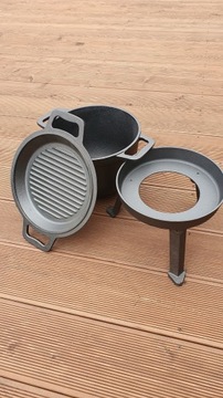 ЧУГУННАЯ ШАФТА 3 В 1 ПОДСТАВКА + СКОВОРОДА 5Л