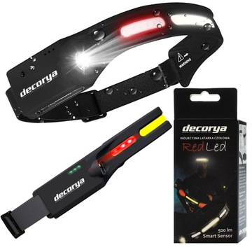 LATARKA CZOŁOWA CZOŁÓWKA AKU CZUJNIK USB TRYBY LED
