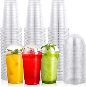 KUBKI KUBECZKI SHAKE BUBBLE TEA Z WIECZKIEM WYPUKŁYM EKO 400ml 50 SZT