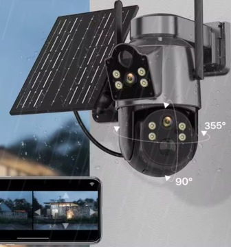 НАРУЖНАЯ СОЛНЕЧНАЯ WIFI КАМЕРА TYPE-C, ДВА ОБЪЕКТИВА 8 МП, ПРИЛОЖЕНИЕ