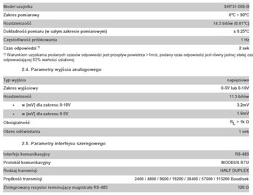 Czujnik wilgotności temperatury RS485 0-5V /0-10V