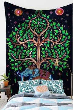 Fine Tapestry Czeski Mandala słoń gobelin ściany w