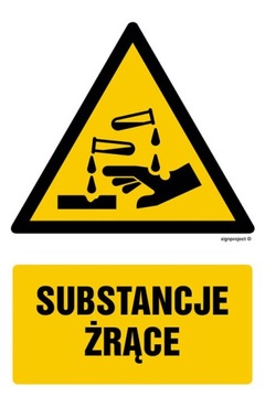 Znak tablica tabliczka PCV Substancje żrące 158x223