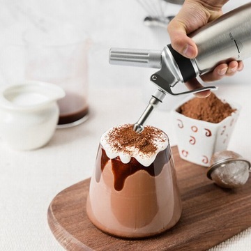 СИФОН ДЛЯ ВЗБЕННЫХ СЛИМОК, ОБЪЕМ 0,5 Л, Нержавеющая сталь