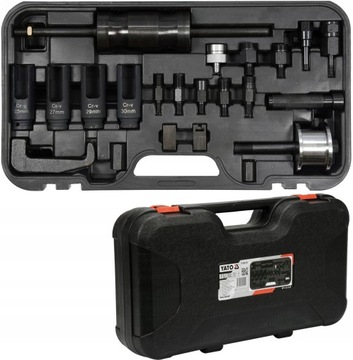 КОМПЛЕКТ СЪЕМНИКОВ ИНЖЕКТОРНОЙ ФОРСУНКИ YATO, 22 ЭЛЕМЕНТА YT-06175