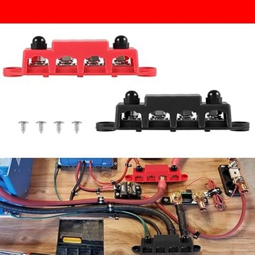 szyna zbiorcza 150A 4xM8 blok dystrybucji energii CZERWONY + CZARNY