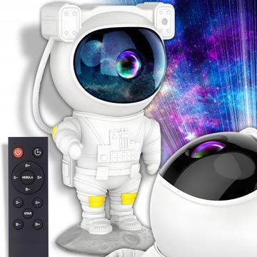 PROJEKTOR GWIAZD ASTRONAUTA Lampka Nocna Rzutnik Nieba Dla Dzieci LED 3D