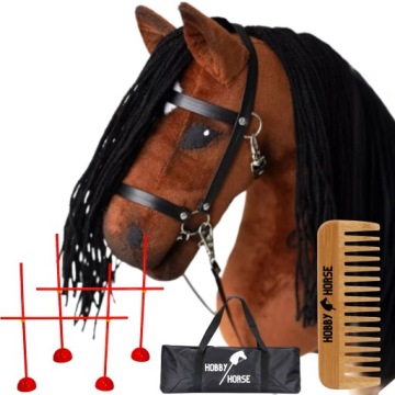 Set Hobby Horse Kůň Na Tyči A4 2x Překážka Na Skákání 120CM Hřeben