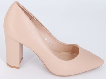 КОЖАНЫЕ ТУФЛИ НА КАБЛУКЕ ЖЕНСКИЕ, БЕЖЕВЫЕ ТУФЛИ НА КАБЛУКЕ 39