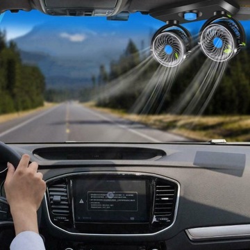 АВТОМОБИЛЬНЫЙ ВЕНТИЛЯТОР 12 В, ДВОЙНАЯ ВРАЩАЮЩАЯСЯ ГОЛОВКА, ОХЛАЖДАЮЩИЙ ВЕНТИЛЯТОР