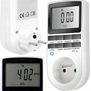 PROGRAMATOR CZASOWY DO GNIAZDKA WYŚWIETLACZ LCD 16A 10 PROGRAMÓW