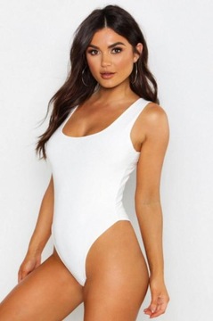 BOOHOO NLB BIAŁE GŁADKIE BODY BEZ RĘKAWÓW R. 44