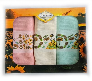 Комплект кухонных полотенец с вышивкой 3 шт. Комплект 40х60 Узор 13 Кофейный