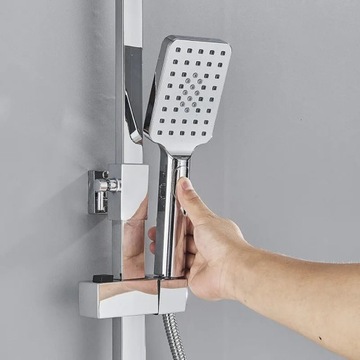 SŁUCHAWKA PRYSZNICOWA kwadratowa OSZCZEDNA 3 funkcyjna lustrzana chrom EKO