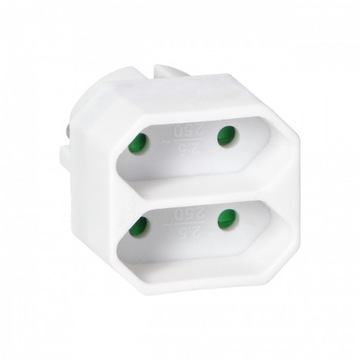 Rozgałęźnik 2x2P euro, biały, 20 szt.