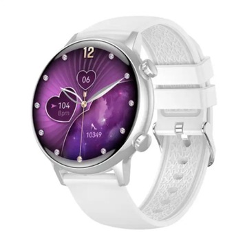 zegarek smartwach damski biały okrągły AMOLED smartband smartwatch sport
