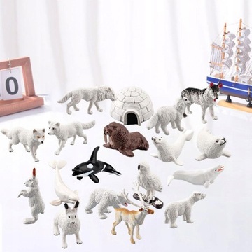 18 figurki zwierząt polarnych zestaw wykaszarki
