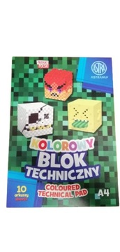BLOK TECHNICZNY KOLOROWY A4 10 kartek 170g pixele