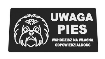 Tabliczka Uwaga Pies Shih Tzu Zły Groźny plastik