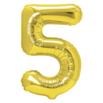 Balon Cyfra 5 Foliowa Złota 100 cm Urodziny