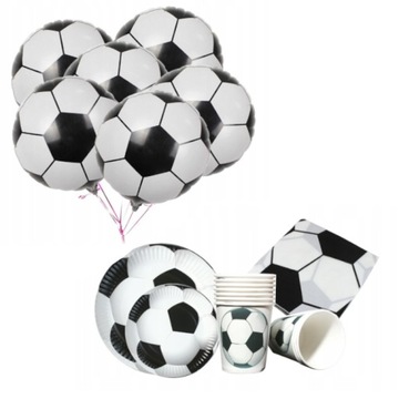 DUŻY ZESTAW PAPIEROWY KUBKI TALERZYKI PIŁKA NOŻNA