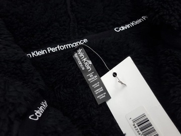 CALVIN KLEIN SHERPA DAMSKA BLUZA Z KAPTUREM OCIEPLANA CZARNA OVERSIZE r. XS