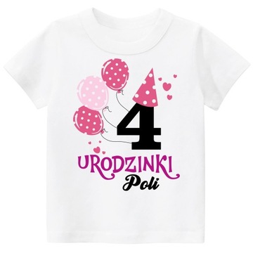 Koszulka t-shirt 4 URODZINY imię dziecka r. 110