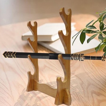 Деревянная подставка для самурайского меча. Горизонтальная витрина 4 слоя