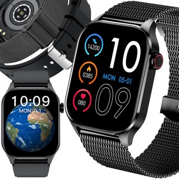 SMARTWATCH DAMSKI POMIAR GLUKOZY CIŚNIENIE KROKI MENU PL ROZMOWY 2 PASKI