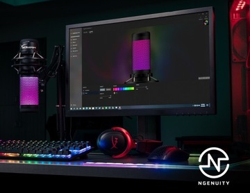 Микрофон HyperX QuadCast S, потоковая передача со светодиодной подсветкой RGB, игры 4P5P7AA