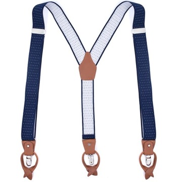 3.5X125 6 Clips Genuine Leather Men Suspenders