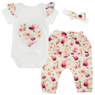 KOMPLET niemowlęcy 3cz. BODY SPODENKI OPASKA 74